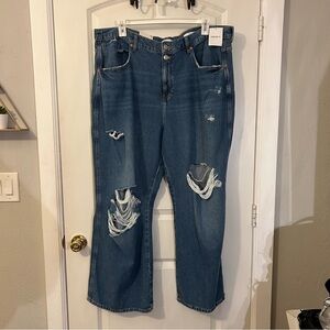 Forever 21 plus size high rise mom relaxed fit deconstructed jeans
